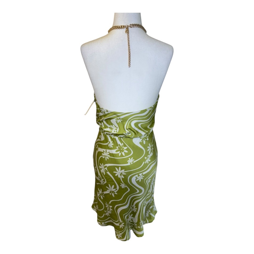 Astr The Label Halter Dress Green Floral Sleeveless Party Xs — image 3 of 6